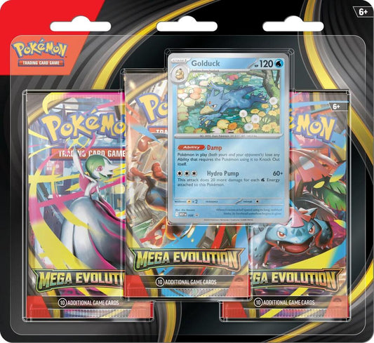 [Sealed] Mega Evolution 3 Pack Blister [Golduck] - ME01: Mega Evolution (MEG)